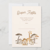 Wild Safari Dieren Luier Raffle Ticket Kaart (Voorkant)