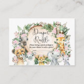 Wild Safari Dieren Meisje Baby shower Luier Raffle Informatiekaartje (Voorkant)