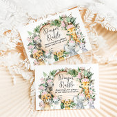 Wild Safari Dieren Meisje Baby shower Luier Raffle Informatiekaartje