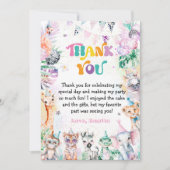 Wild Safari Dieren Roze Verjaardag Dank u kaart (Voorkant)