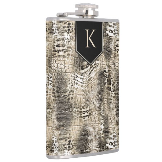 Wild Safari Dierenprint met elk monogram Heupfles (Rechts)