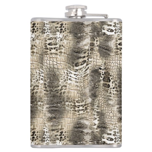 Wild Safari Dierenprint met elk monogram Heupfles (Achterkant)