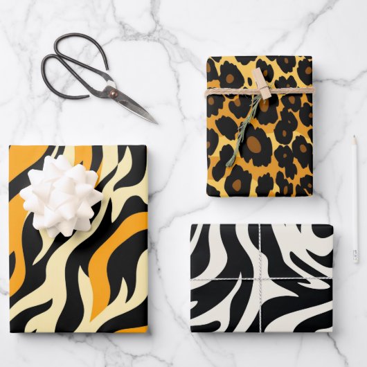 Wild Safari Dierenprint Wrapping Papers Inpakpapier Vel (Voorkant)