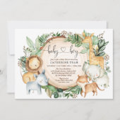 Wild Safari Greenery Oerwoud Boy Baby shower Kaart (Voorkant)