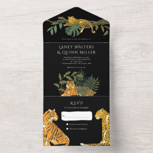 Wild Safari Grote Katachtigen Bruiloft All In One Uitnodiging