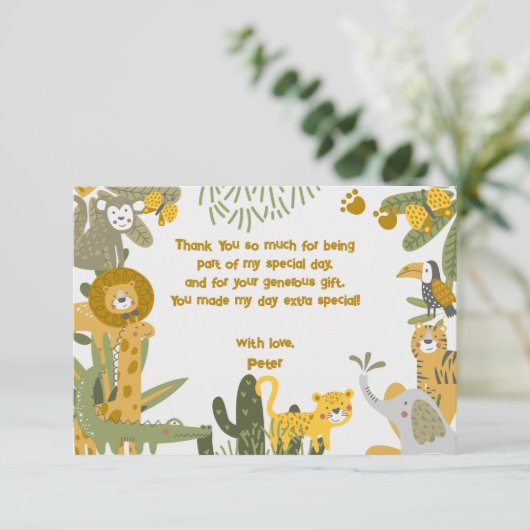 Wild safari kinderen bedankkaart (Staand voorkant)