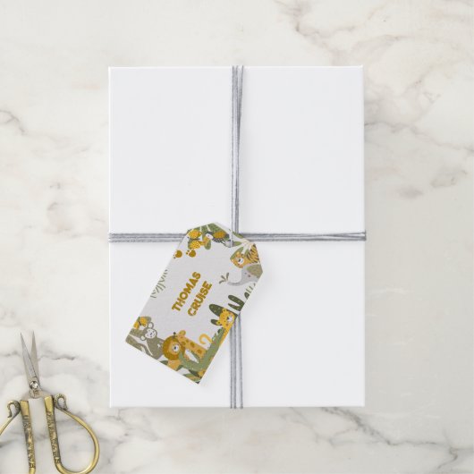 Wild safari kinderen cadeaulabel (Met Touw)