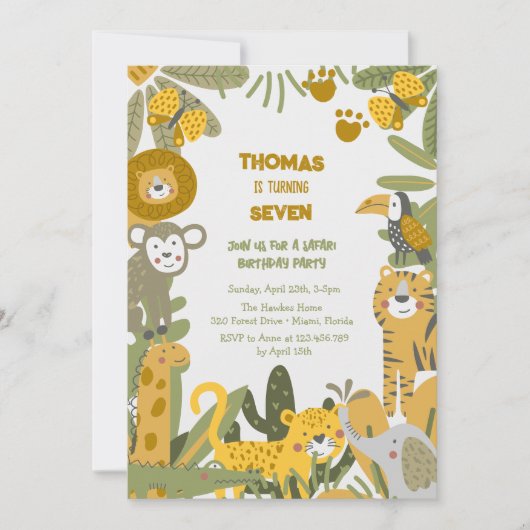 Wild safari kinderen kaart (Voorkant)