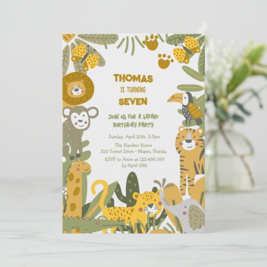 Wild safari kinderen kaart (Staand voorkant)