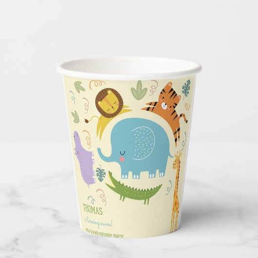 Wild safari kinderen papieren bekers (Achterkant)