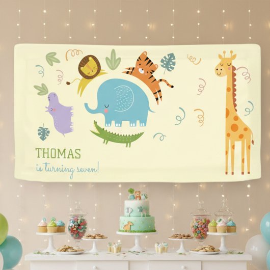 Wild safari kinderen spandoek