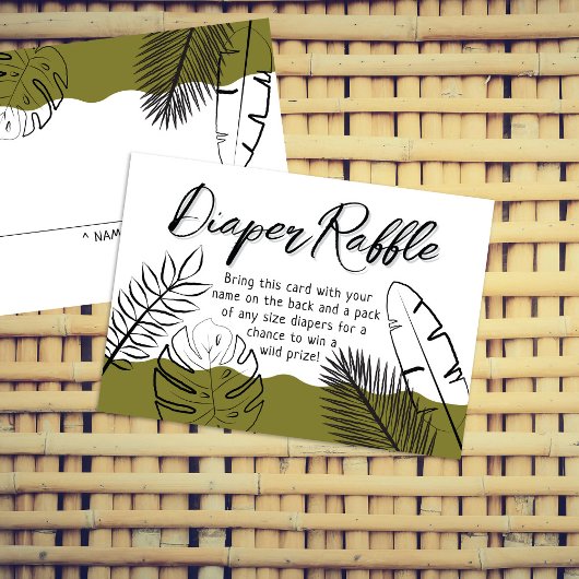 Wild Safari Leave Olive Green Diaper Raffle Informatiekaartje