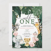 Wild Safari Oerwoud Animals 1e verjaardag Uitnodig Kaart (Voorkant)