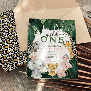 Wild Safari Oerwoud Animals 1e verjaardag Uitnodig Kaart