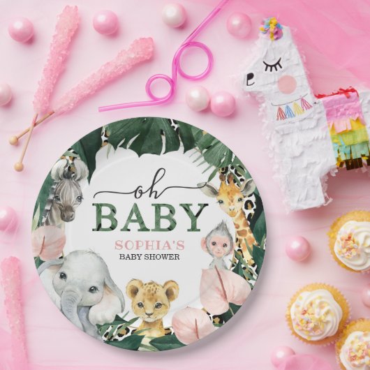 Wild Safari Oerwoud Animals Baby shower Paper Bord (Feest)