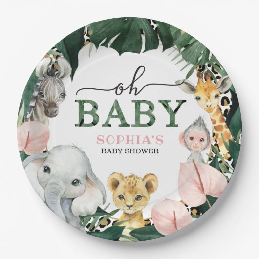 Wild Safari Oerwoud Animals Baby shower Paper Bord (Voorkant)