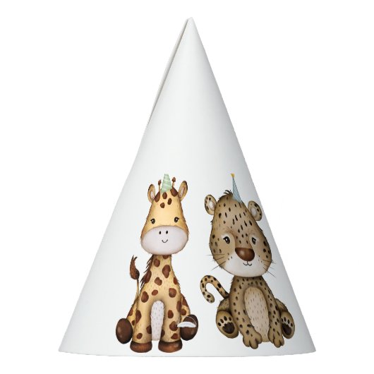 Wild Safari Oerwoud dierentuin 1e verjaardag Feesthoedjes (Links)