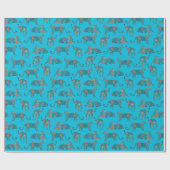 Wild Safari Oerwoud Leopard Patroon Blauw Cadeaupapier (Vlak)