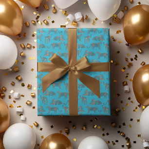 Wild Safari Oerwoud Leopard Patroon Blauw Cadeaupapier