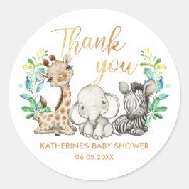 Wild Safari Oerwoud Party Animals Baby shower Ronde Sticker