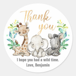 Wild Safari Oerwoud Party Animals Bedankt Classic Ronde Sticker