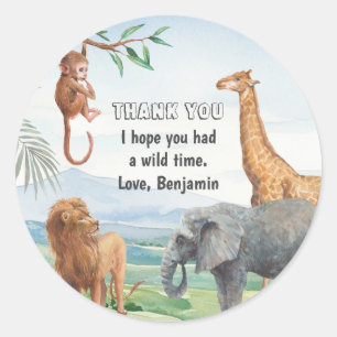 Wild Safari Oerwoud Party Animals Dank u Ronde Sticker