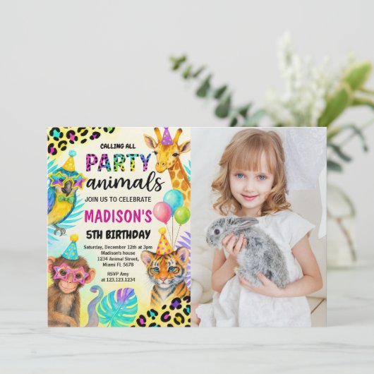 Wild Safari Oerwoud Verjaardagsuitnodiging Kaart (Staand voorkant)