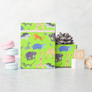 Wild Safari op Green Lizard Wrapping Paper Cadeaupapier