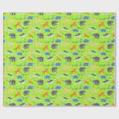 Wild Safari op Green Lizard Wrapping Paper Cadeaupapier (Vlak)