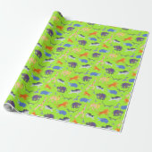 Wild Safari op Green Lizard Wrapping Paper Cadeaupapier (Uitgerold)