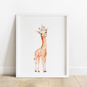 Wild Safari Party Giraffe Dieren Verjaardag Poster