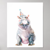 Wild Safari Party Hippo Dieren Verjaardag Poster (Voorkant)