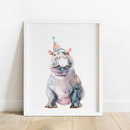 Wild Safari Party Hippo Dieren Verjaardag Poster