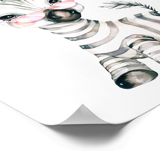 Wild Safari Party Zebra Dierenverjaardag Poster (Hoek)