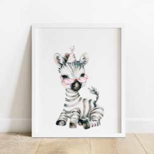 Wild Safari Party Zebra Dierenverjaardag Poster