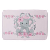 Wild Safari Pink Floral Baby Elephant Baby Nursery Badmat (Voorkant)