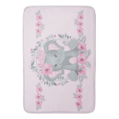 Wild Safari Pink Floral Baby Elephant Baby Nursery Badmat (Voorkant Verticaal)