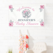 Wild Safari Pink Floral Elephant Baby shower Spandoek (Insitu)