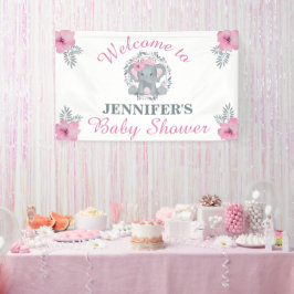 Wild Safari Pink Floral Elephant Baby shower Spandoek