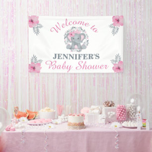 Wild Safari Pink Floral Elephant Baby shower Spandoek