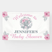 Wild Safari Pink Floral Elephant Baby shower Spandoek (Horizontaal)