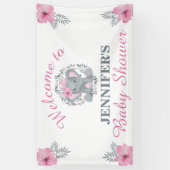Wild Safari Pink Floral Elephant Baby shower Spandoek (Verticaal)