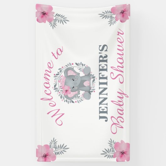 Wild Safari Pink Floral Elephant Baby shower Spandoek (Verticaal)