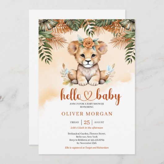 Wild safari terracotta gedroogde palm schattige ba kaart (Voorkant / Achterkant)