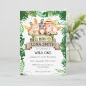 Wild Safari Theme Birthday Party Kaart (Staand voorkant)