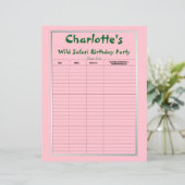 Wild Safari Verjaardagsfeest Gastenlijst (Staand voorkant)