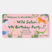 Wild Safari verjaardagsfeestje Spandoek (Horizontaal)
