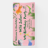 Wild Safari verjaardagsfeestje Spandoek (Verticaal)