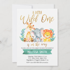 Wild Safari Waterverf Baby shower Uitnodiging