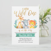 Wild Safari Waterverf Baby shower Uitnodiging (Staand voorkant)